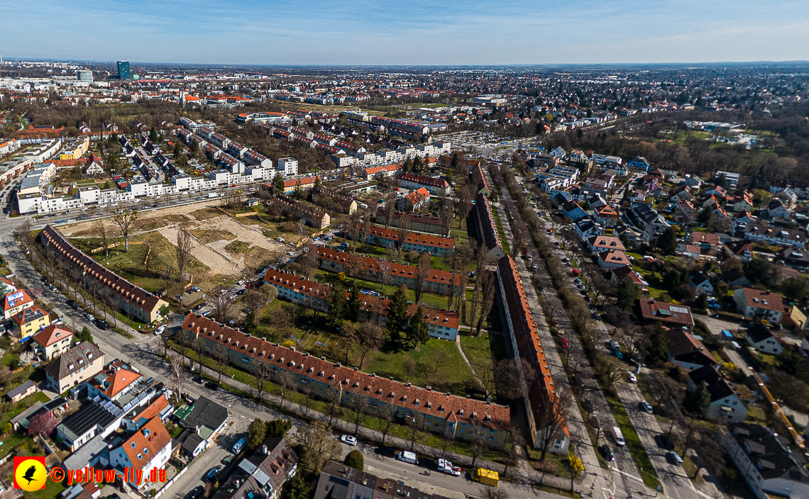 21.03.2023 - Luftbilder von der Baustelle Maikäfersiedlung in Berg am Laim